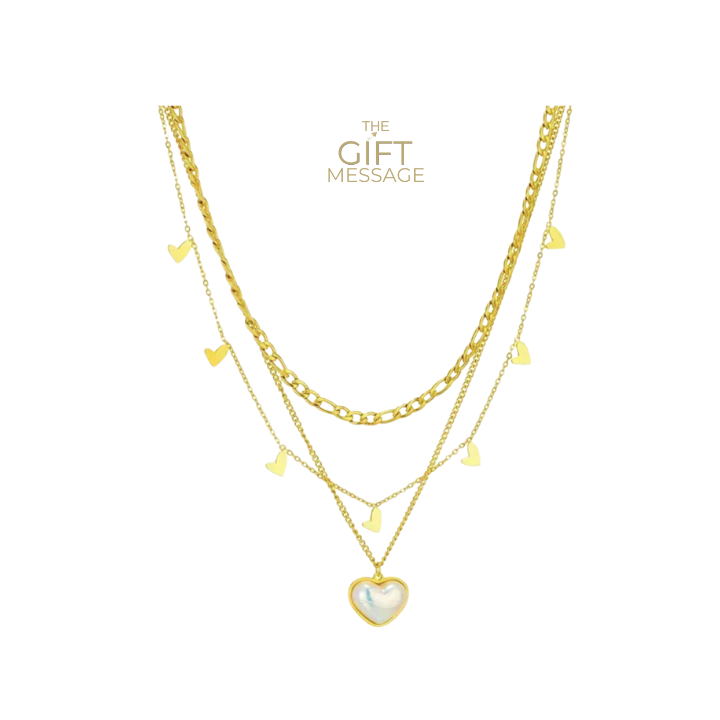 Pearl - Triple layer, love heart necklace