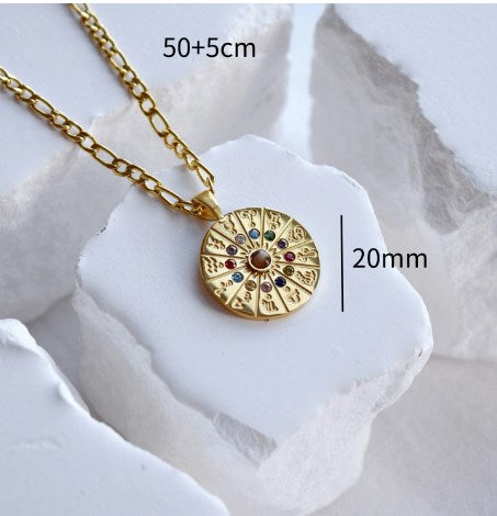 Astrolune Zodiac Wheel Necklace