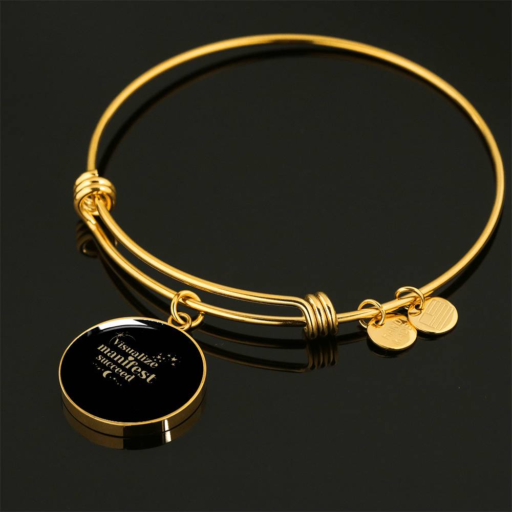 Manifest Success Affirmation Bangle with your Custom Engraved back message