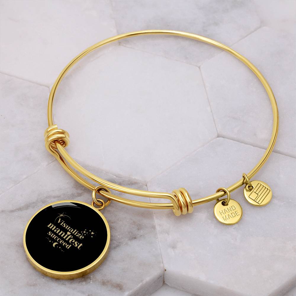 Manifest Success Affirmation Bangle with your Custom Engraved back message