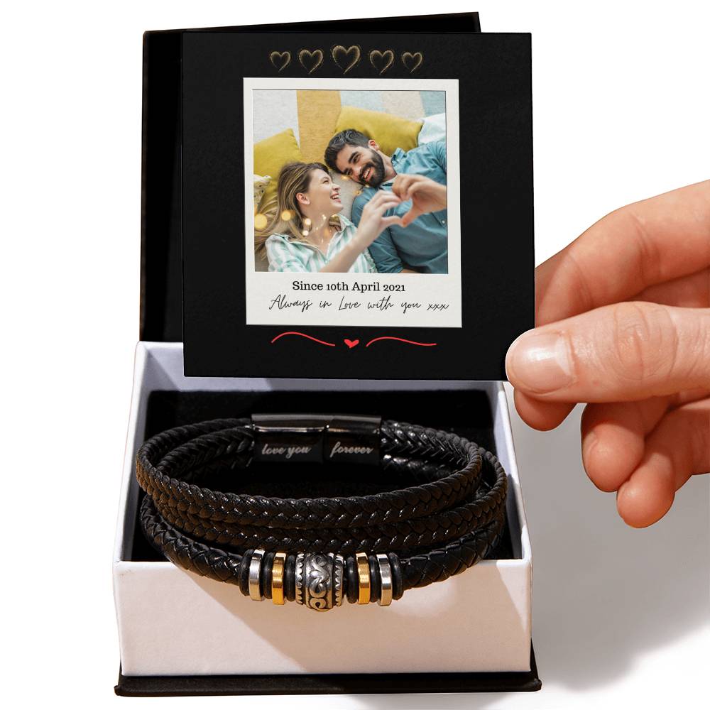 Valentines day Mens Engraved bracelet