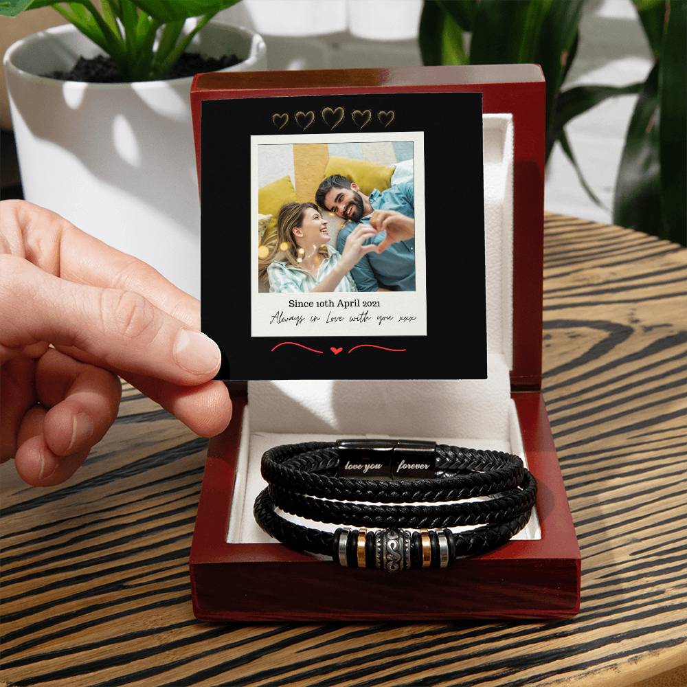 Valentines day Mens Engraved bracelet