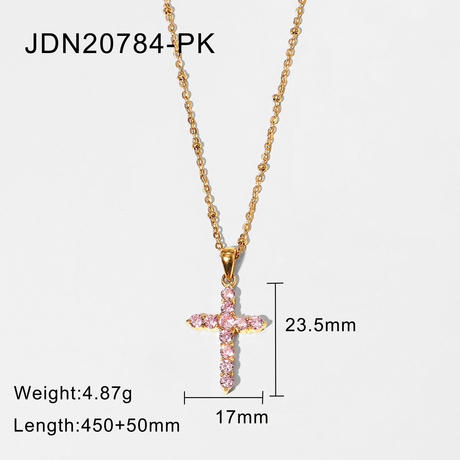 Precious Pink Cross Necklace