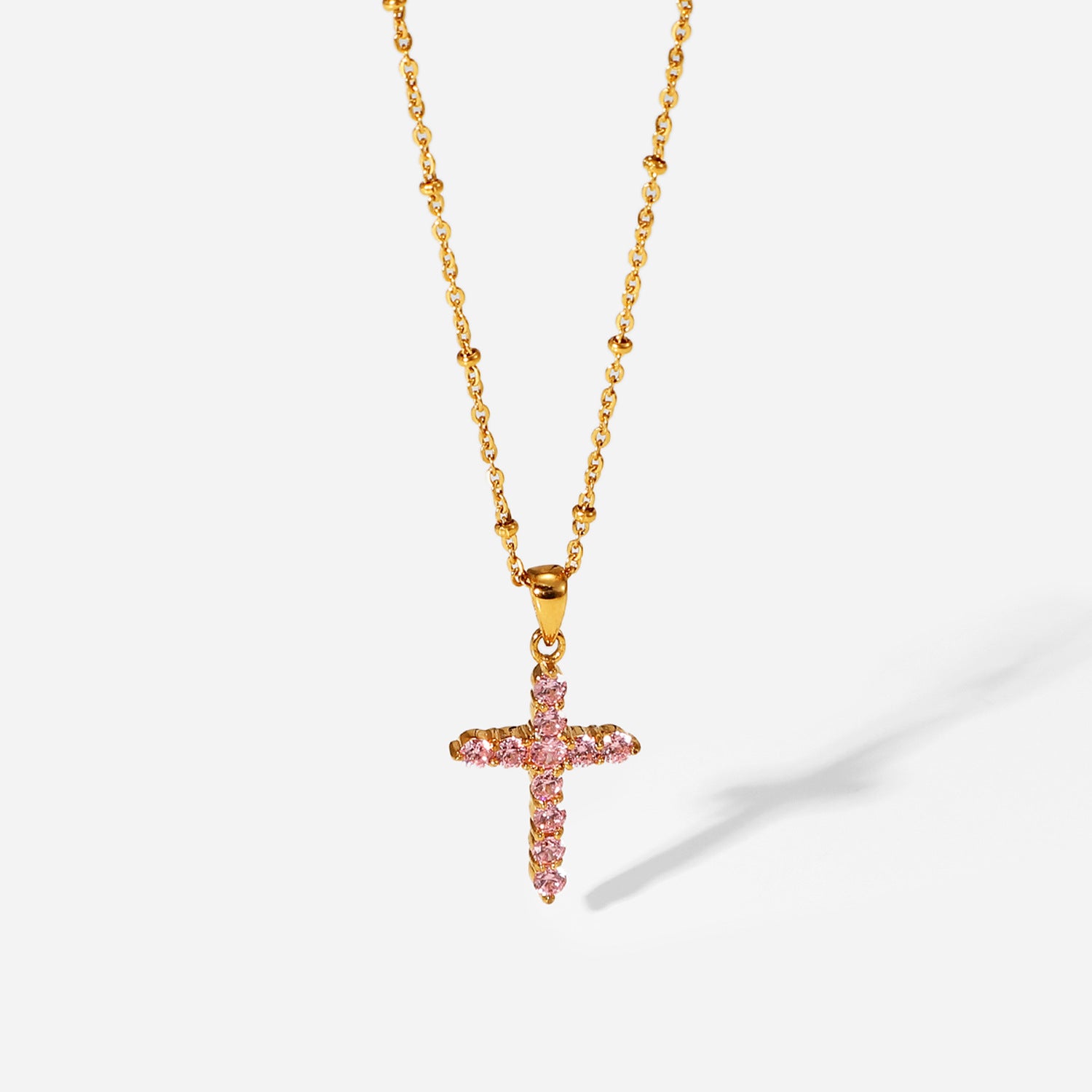Precious Pink Cross Necklace