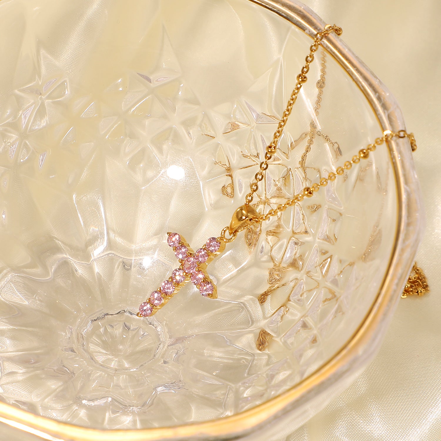 Precious Pink Cross Necklace