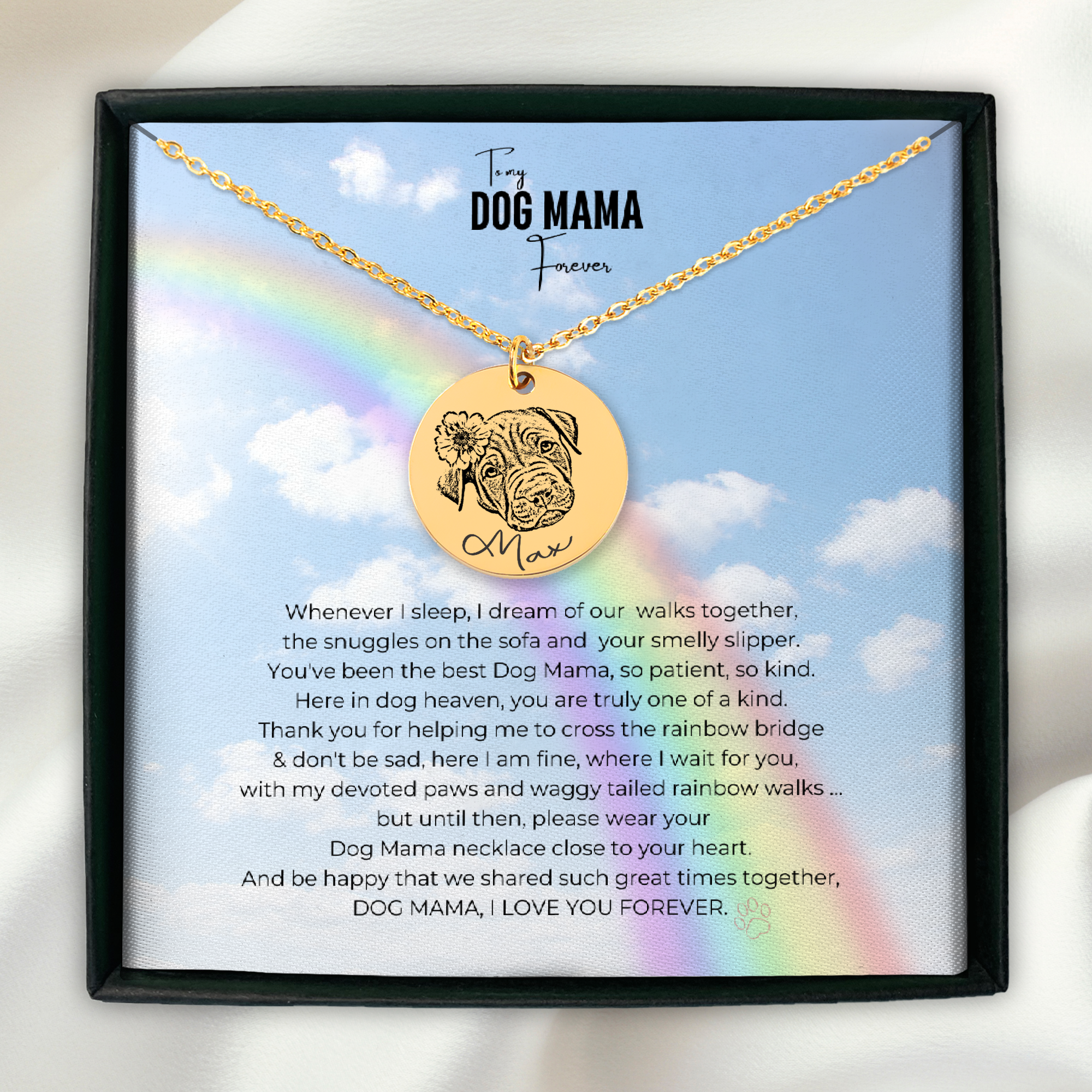 Dog Mama Personalized Memorial Necklace
