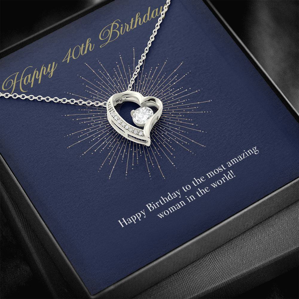 Gift Message Necklace for 40th Birthday