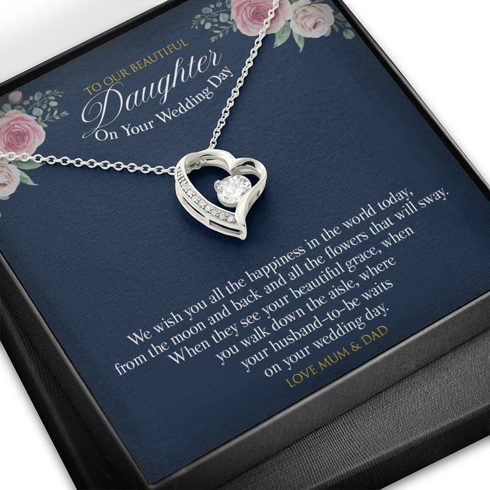 Gift message necklace to daughter from Mum and dad