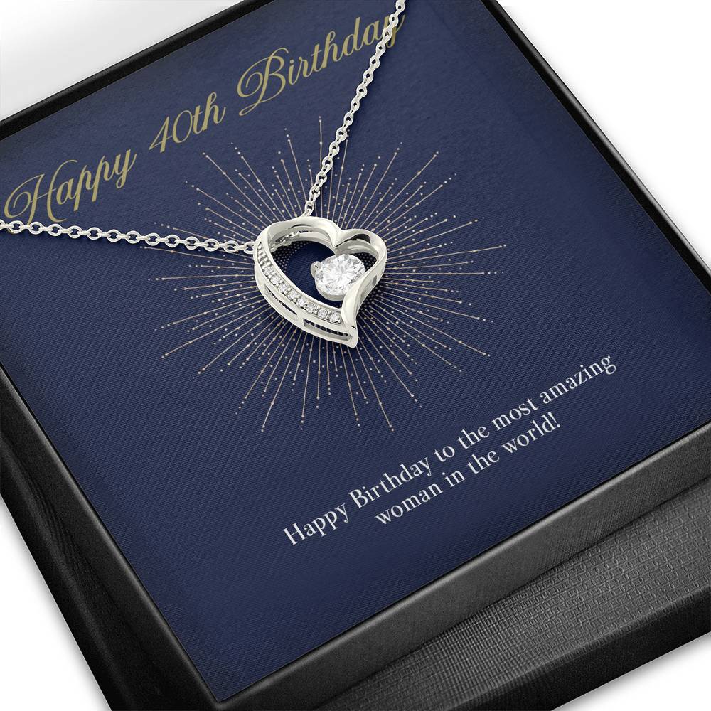 Gift Message Necklace for 40th Birthday
