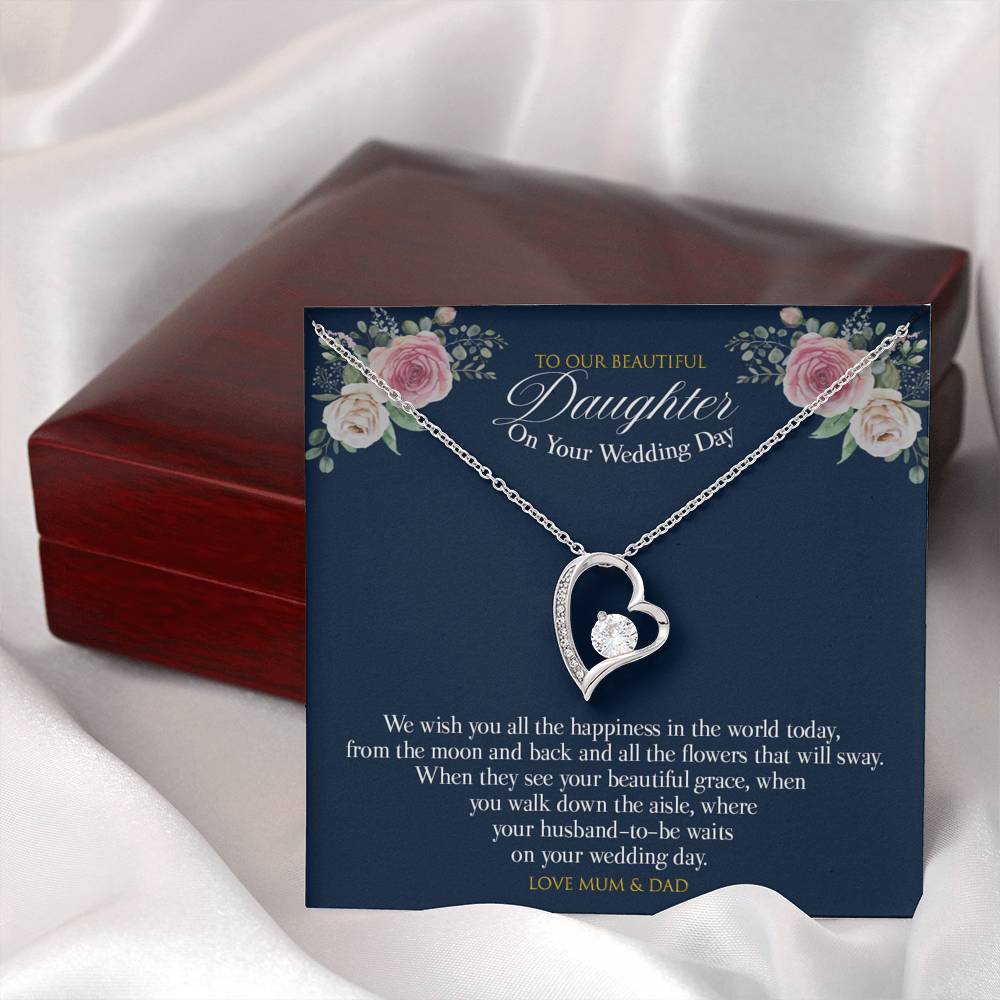 Gift message necklace to daughter from Mum and dad