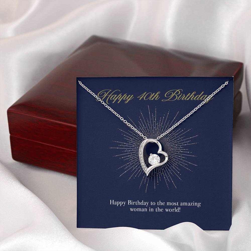 Gift Message Necklace for 40th Birthday