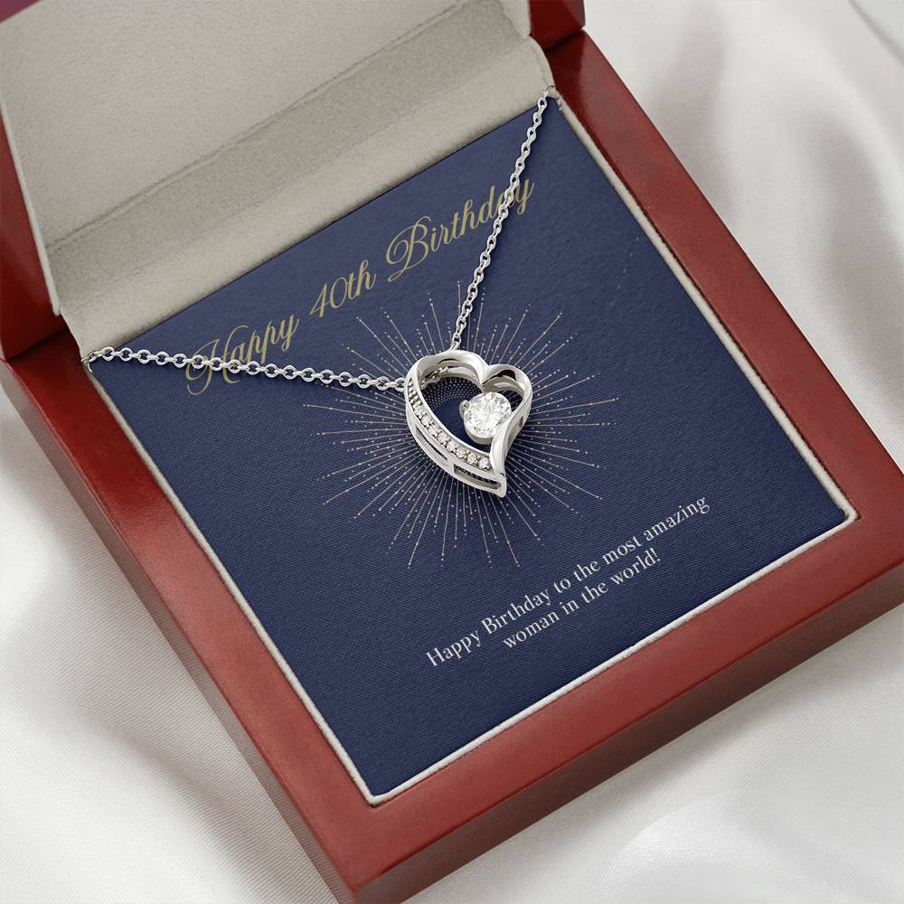 Gift Message Necklace for 40th Birthday