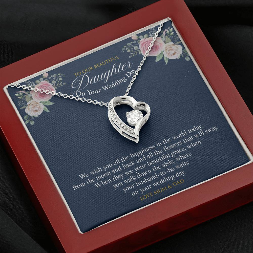 Gift message necklace to daughter from Mum and dad