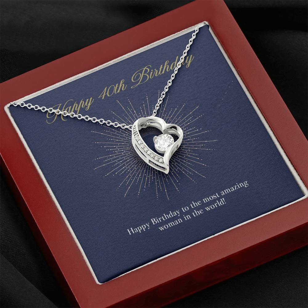 Gift Message Necklace for 40th Birthday