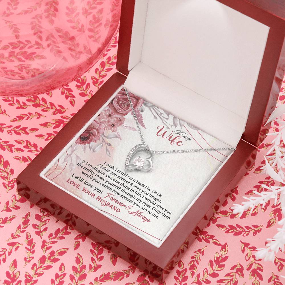 Gift Message heart necklace for wife