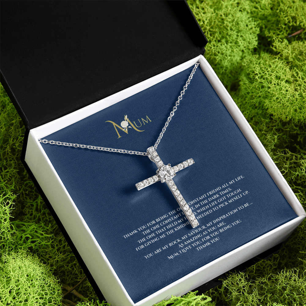 Mothers day, Thank you Cross CZ pendant