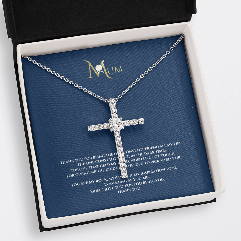 Mothers day, Thank you Cross CZ pendant