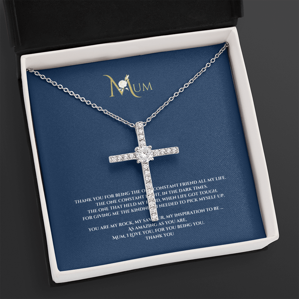 Mothers day, Thank you Cross CZ pendant