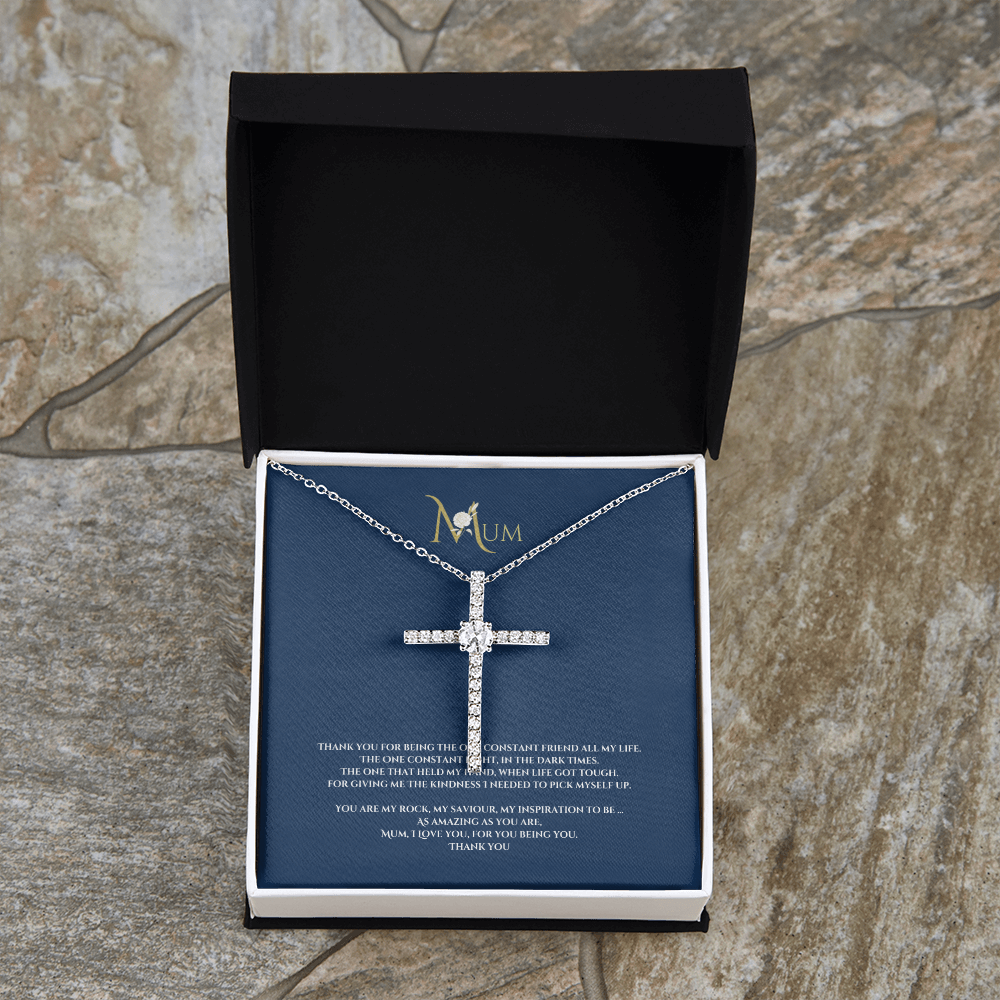 Mothers day, Thank you Cross CZ pendant