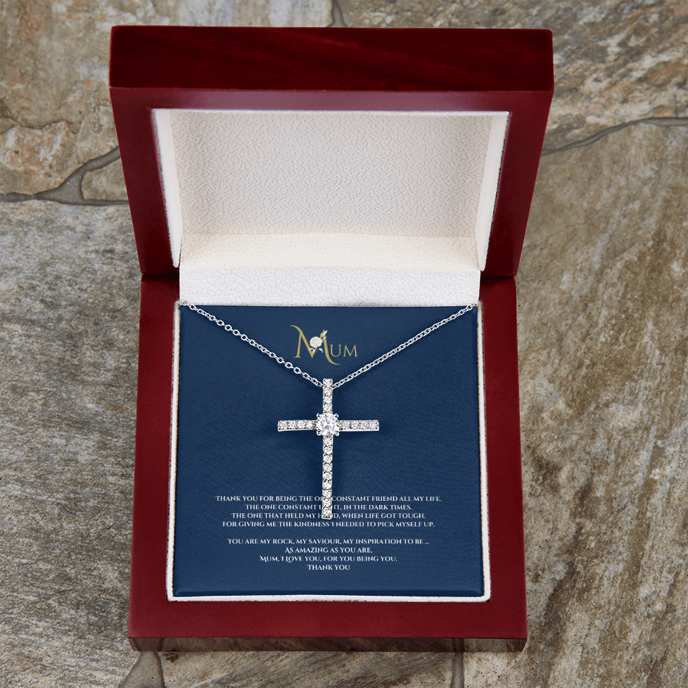 Mothers day, Thank you Cross CZ pendant