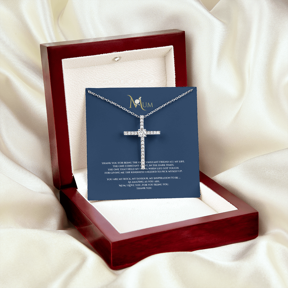 Mothers day, Thank you Cross CZ pendant