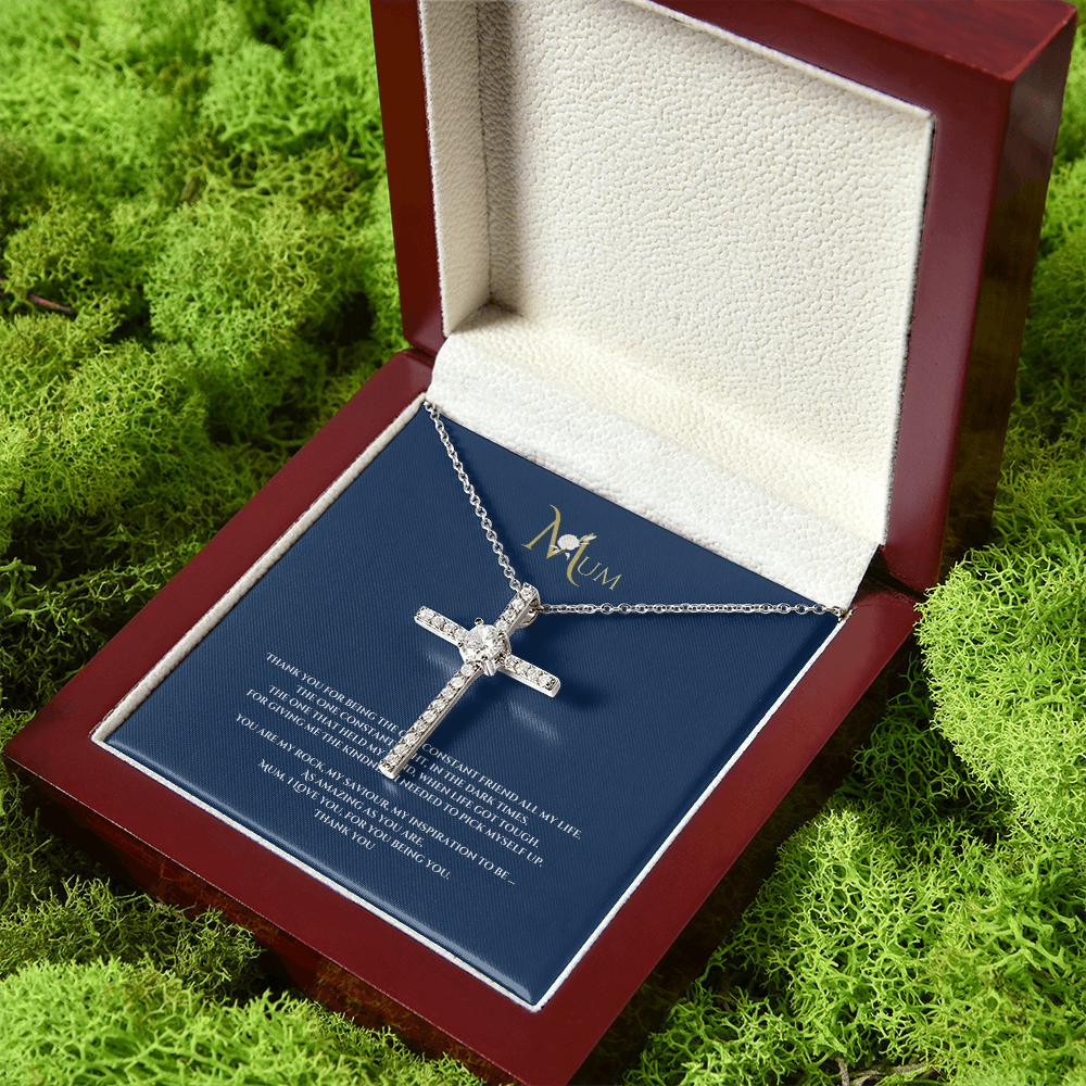 Mothers day, Thank you Cross CZ pendant