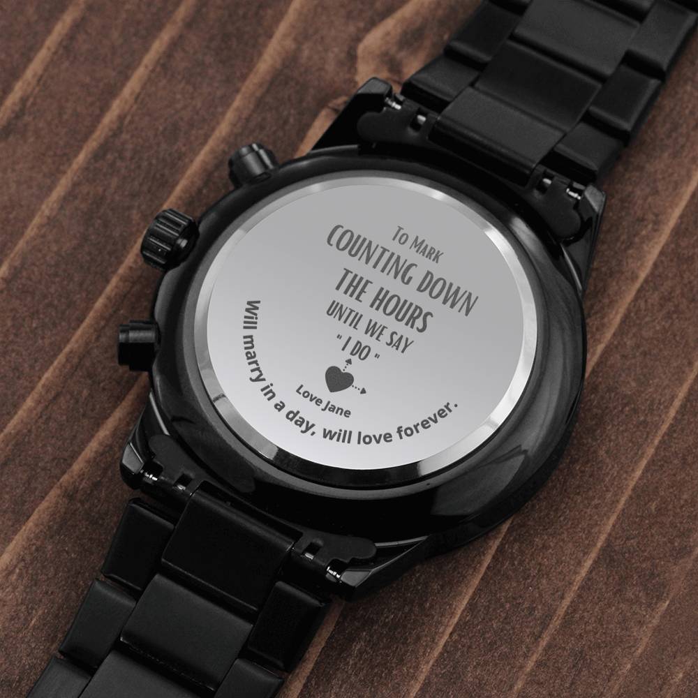 Gift message watch for groom from Bride