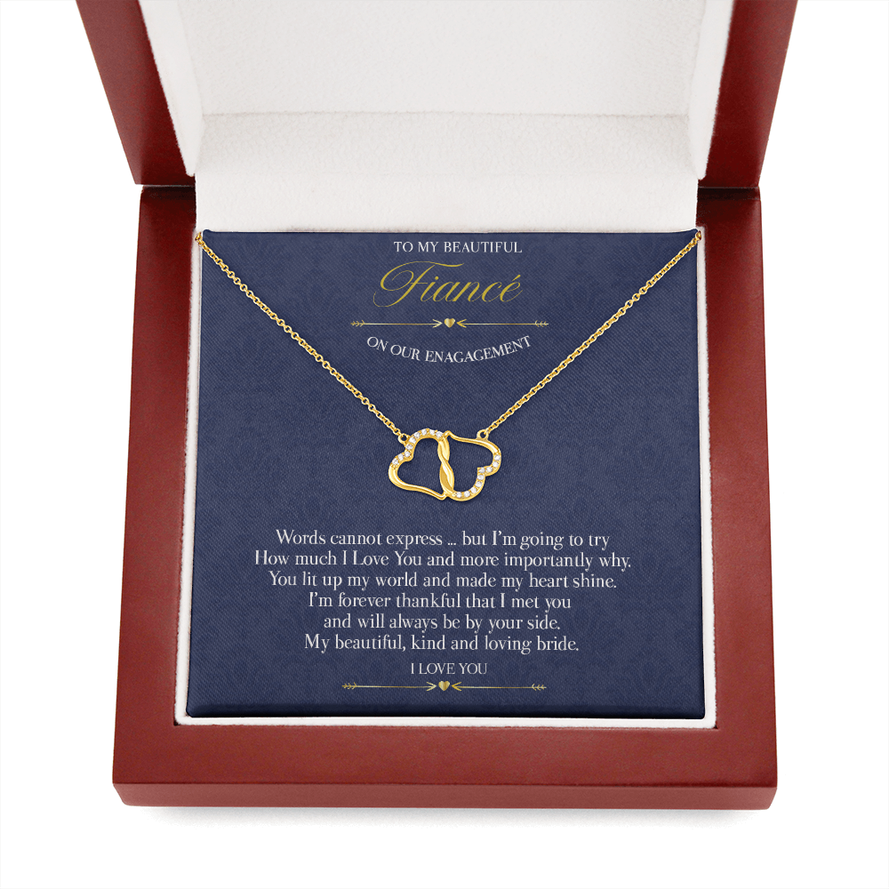 Our love is solid 10k gold, double gold hearts necklace