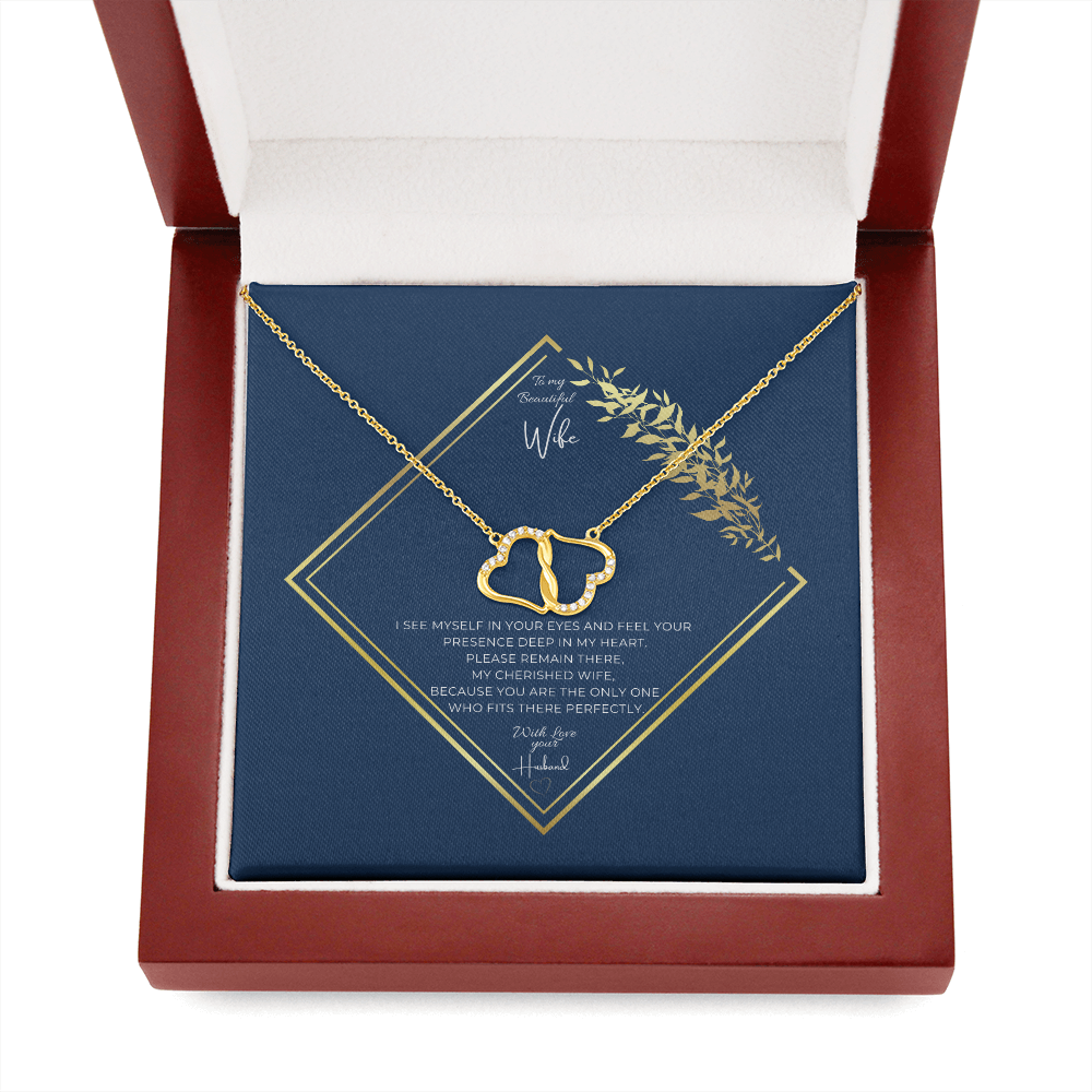 To my Beautiful Wife - Gift Message Gold Heart Pendant