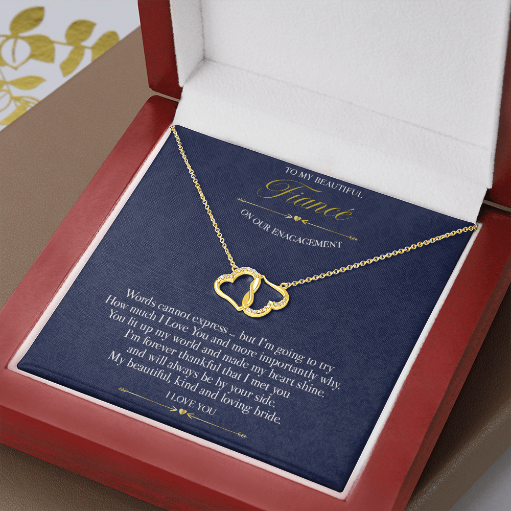 Our love is solid 10k gold, double gold hearts necklace
