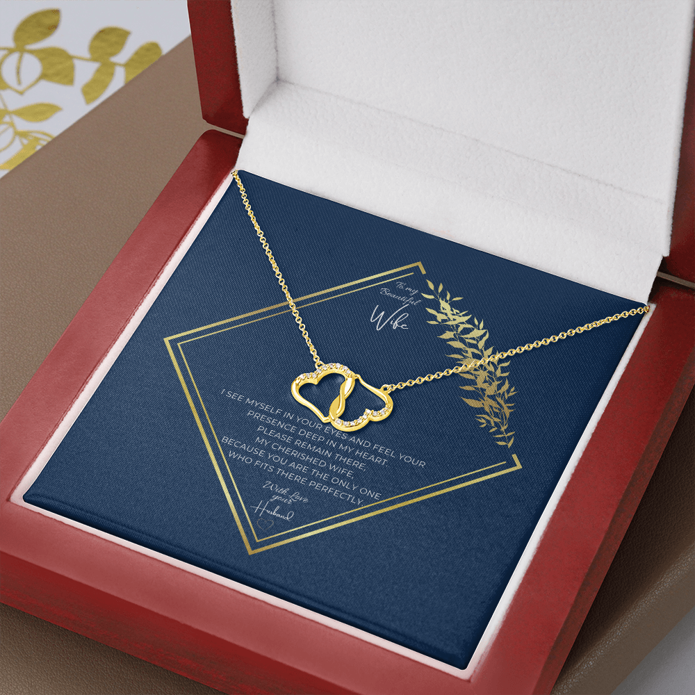 To my Beautiful Wife - Gift Message Gold Heart Pendant