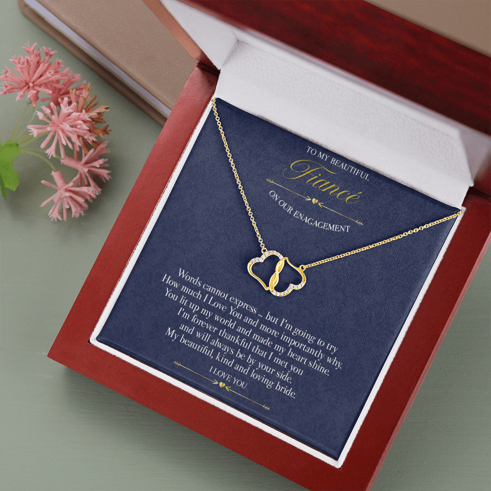 Our love is solid 10k gold, double gold hearts necklace