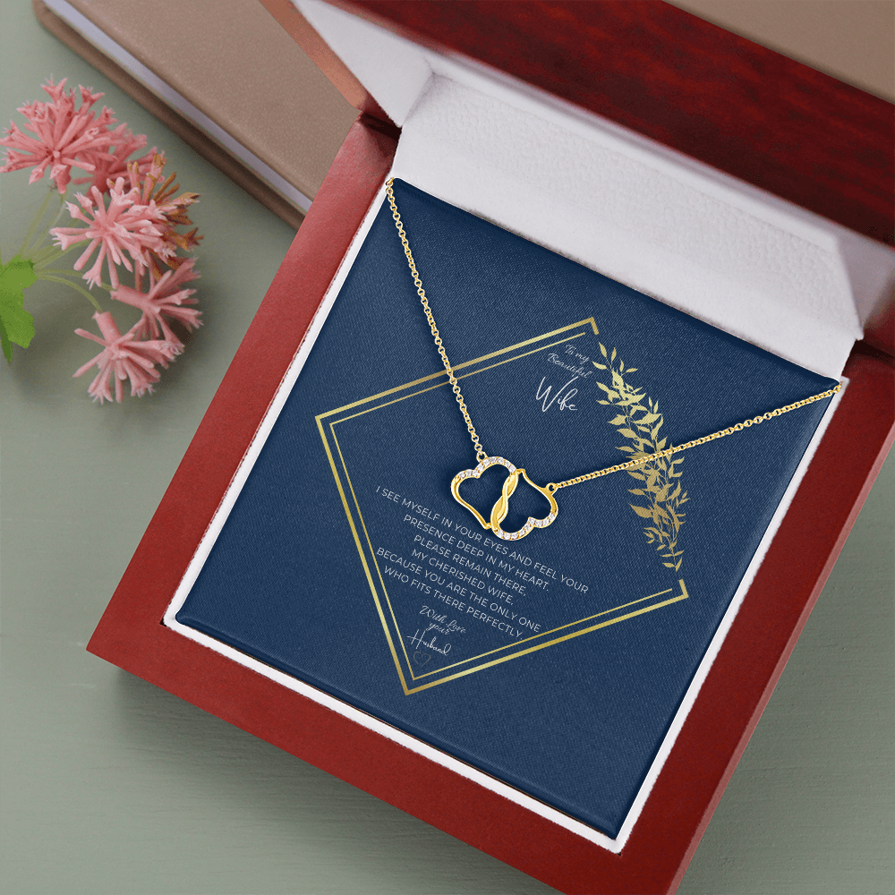 To my Beautiful Wife - Gift Message Gold Heart Pendant