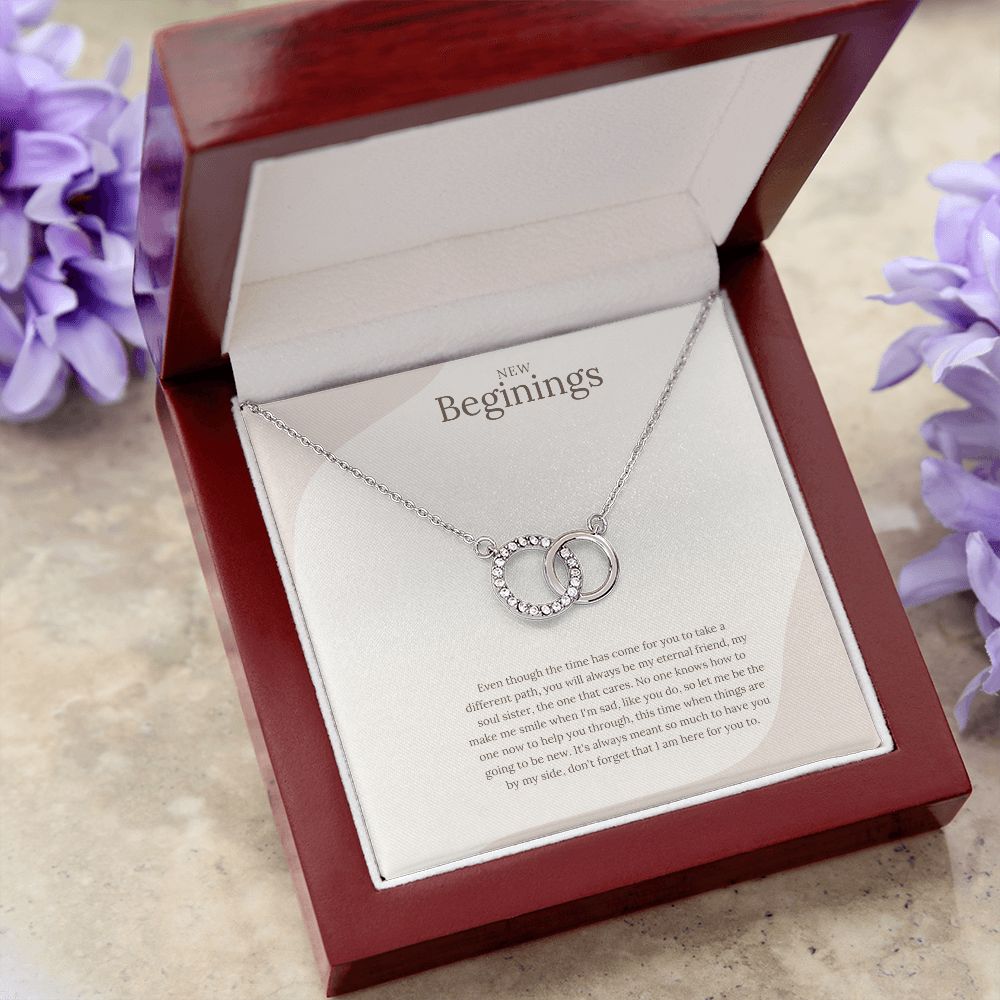 New Beginings Circle necklace gift, Friendship gift, Eternity necklace, BFF message necklace
