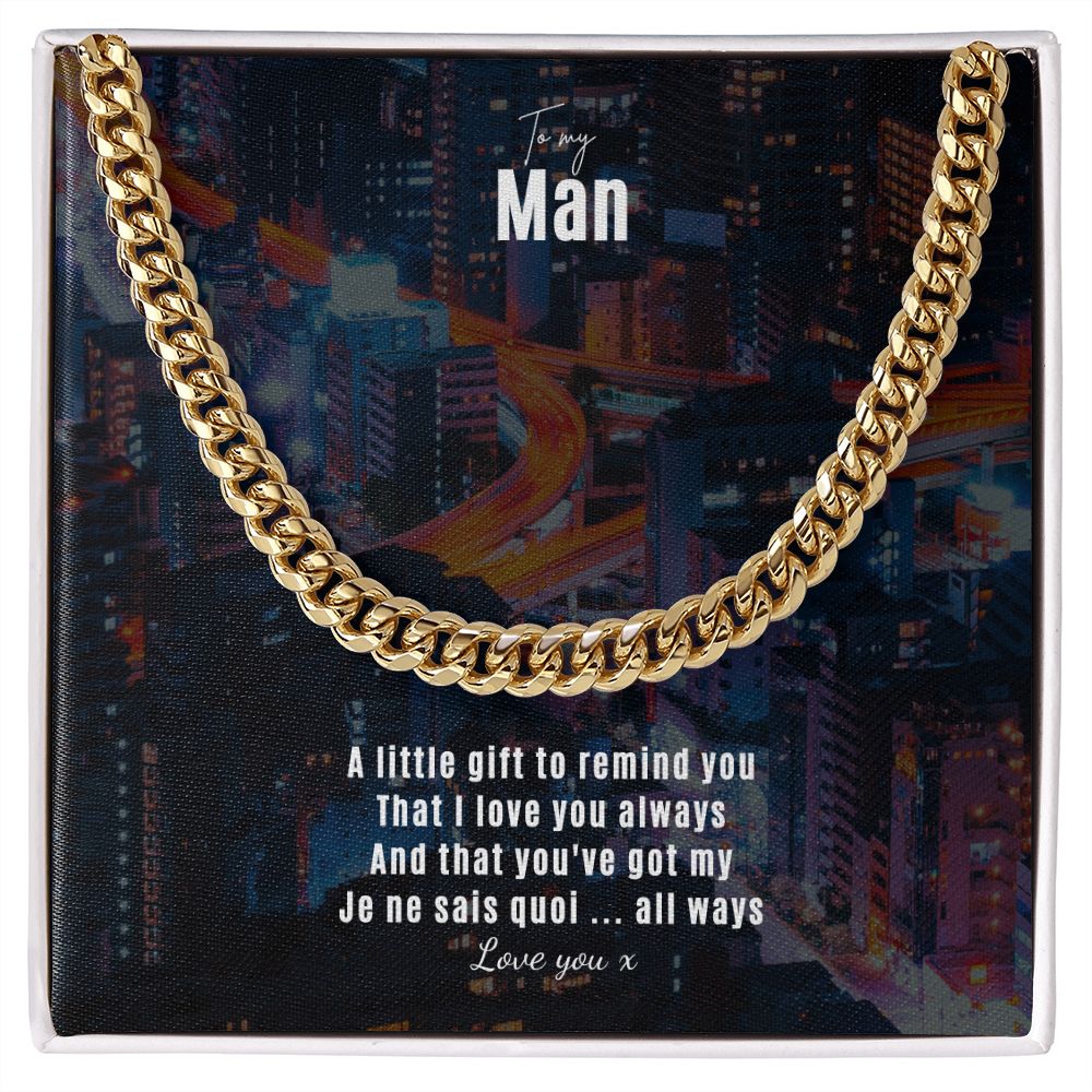 To my Man Silver Cuban chain