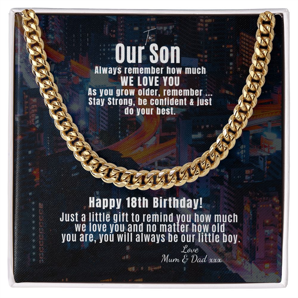 To our son 18th Curb Chain
