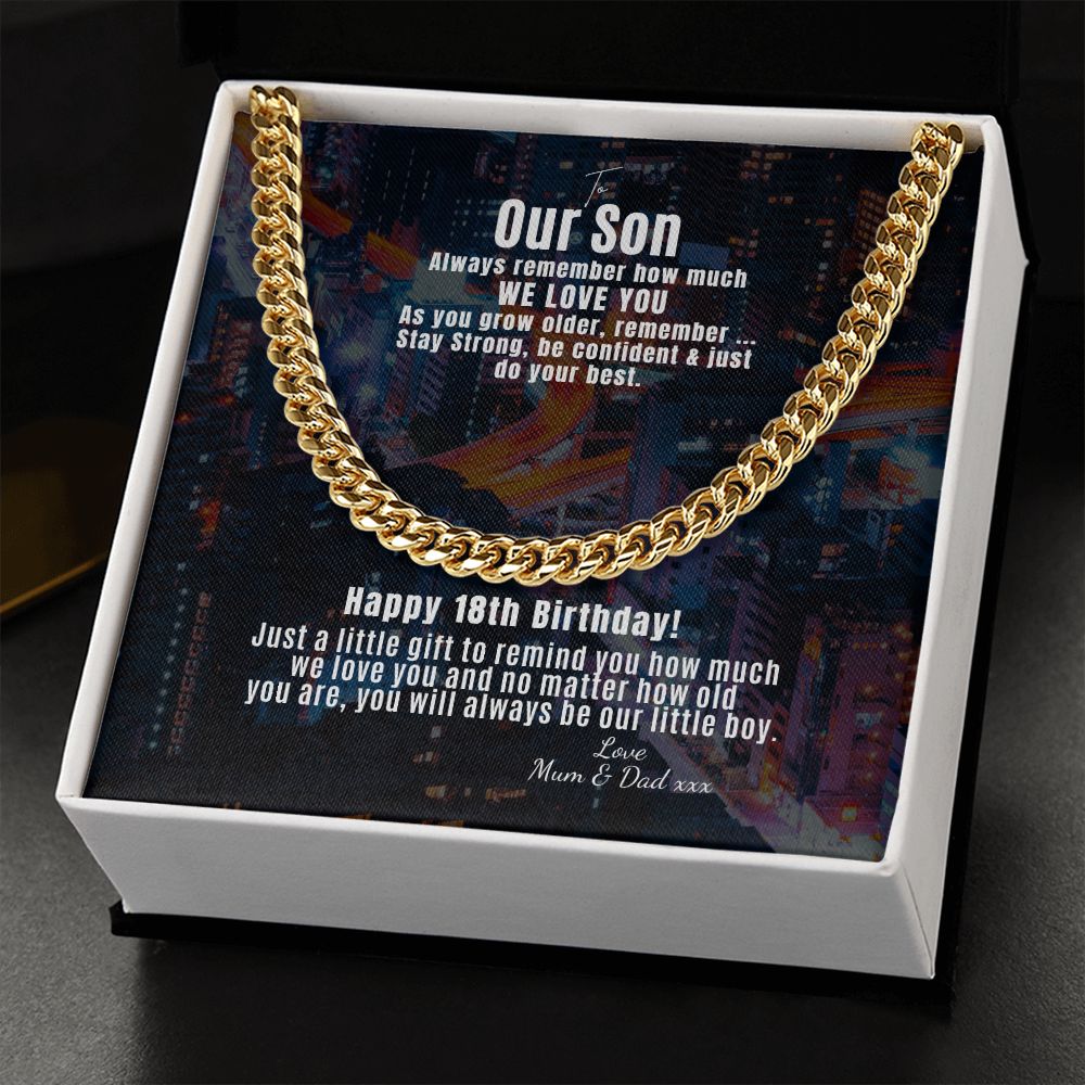 To our son 18th Curb Chain