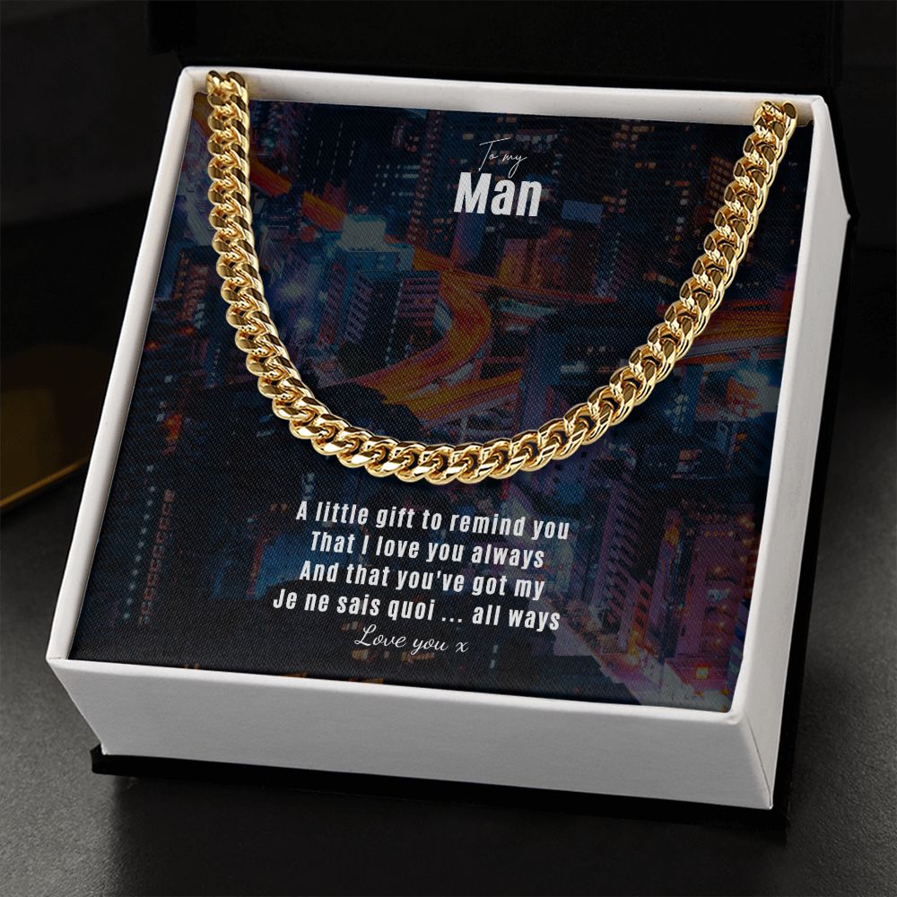 To my Man Silver Cuban chain