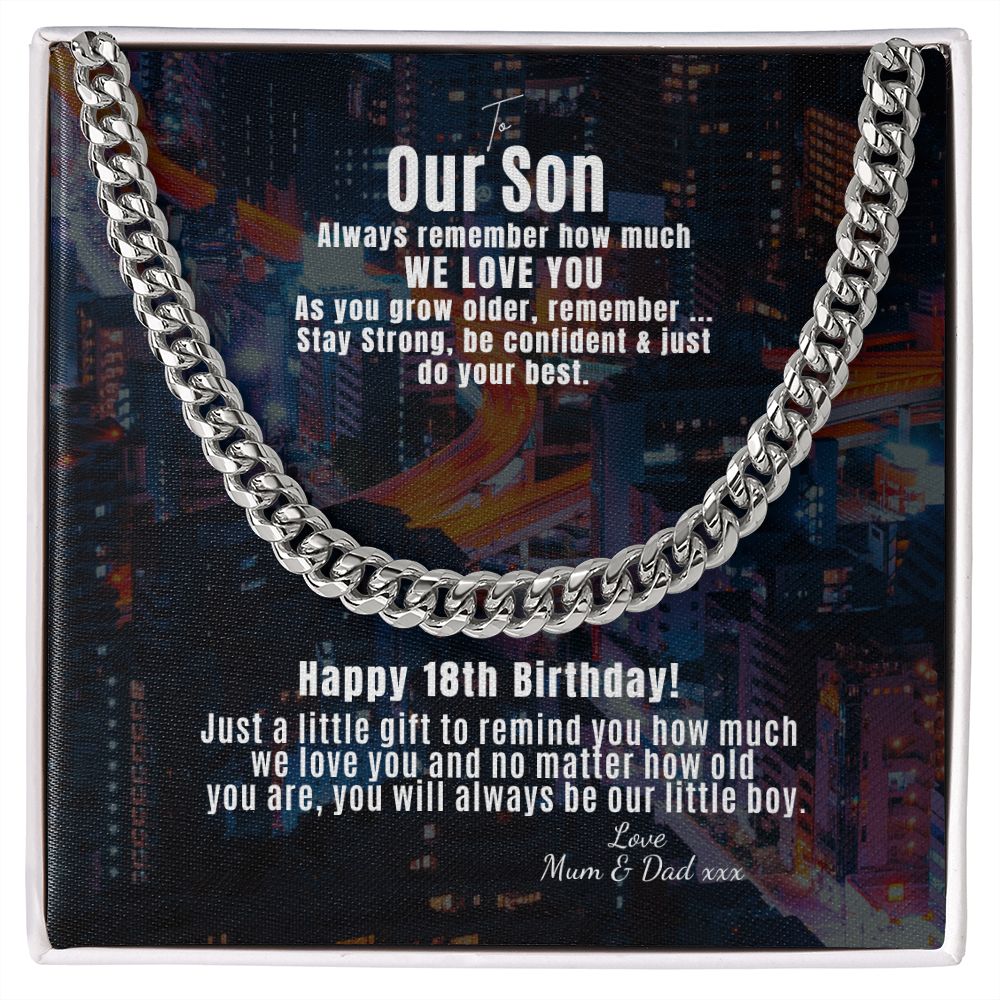 To our son 18th Curb Chain