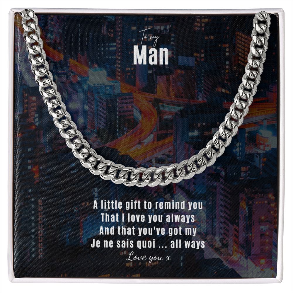 To my Man Silver Cuban chain