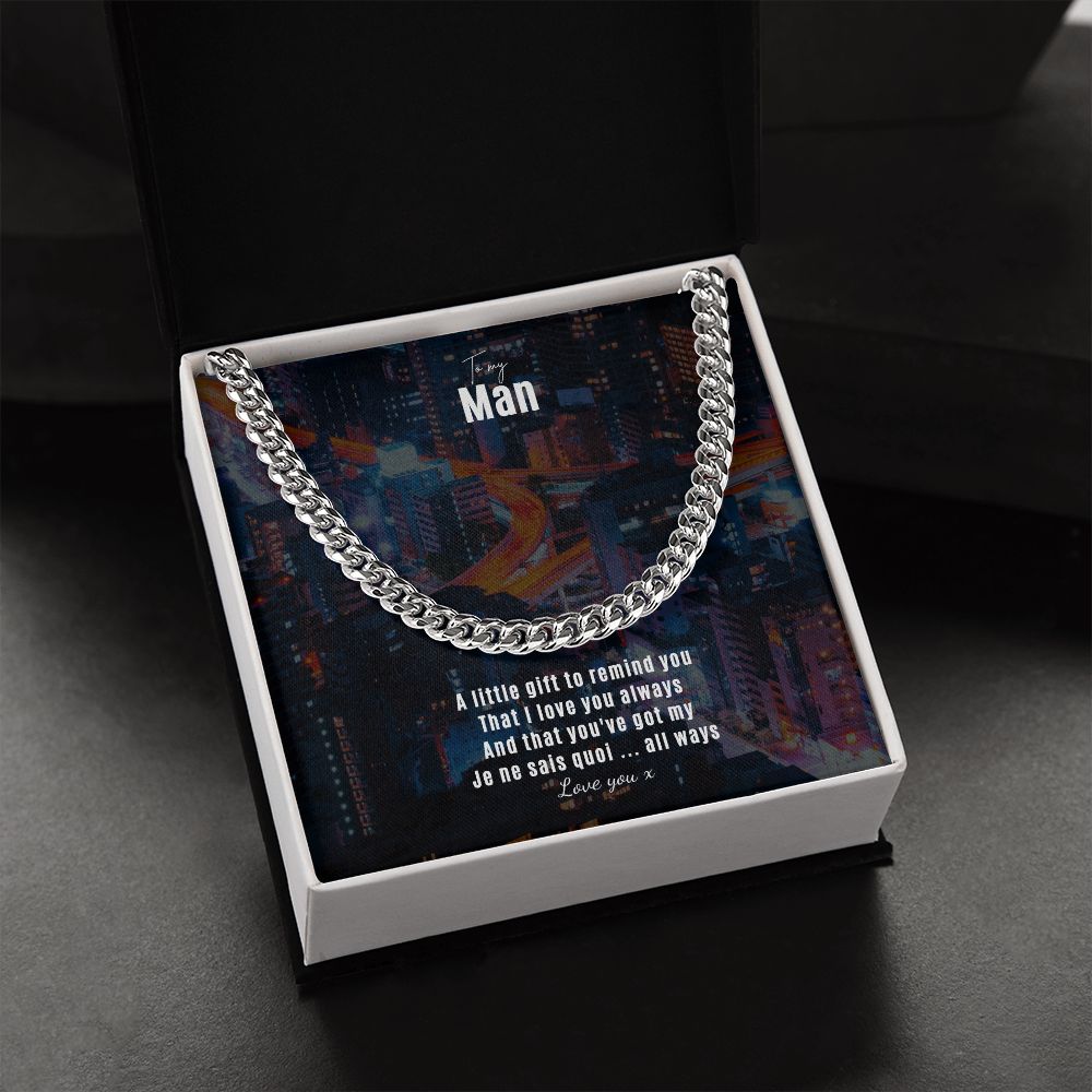 To my Man Silver Cuban chain