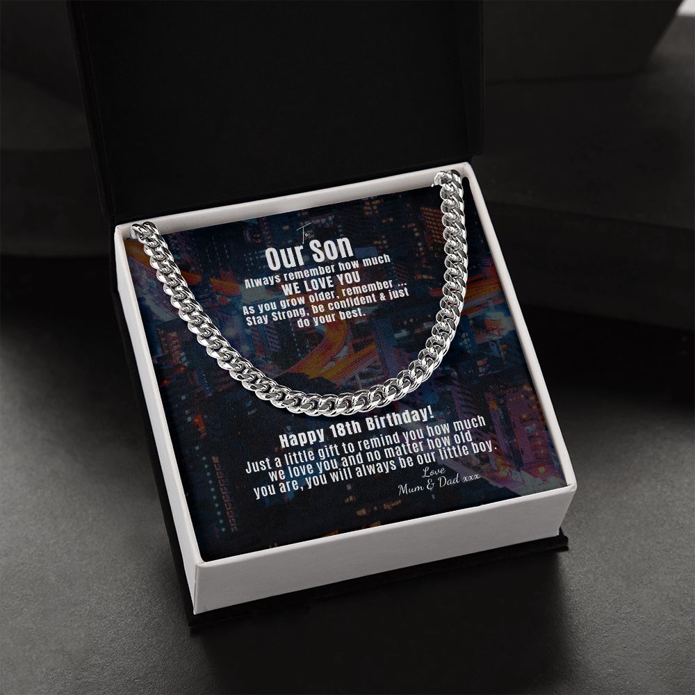 To our son 18th Curb Chain