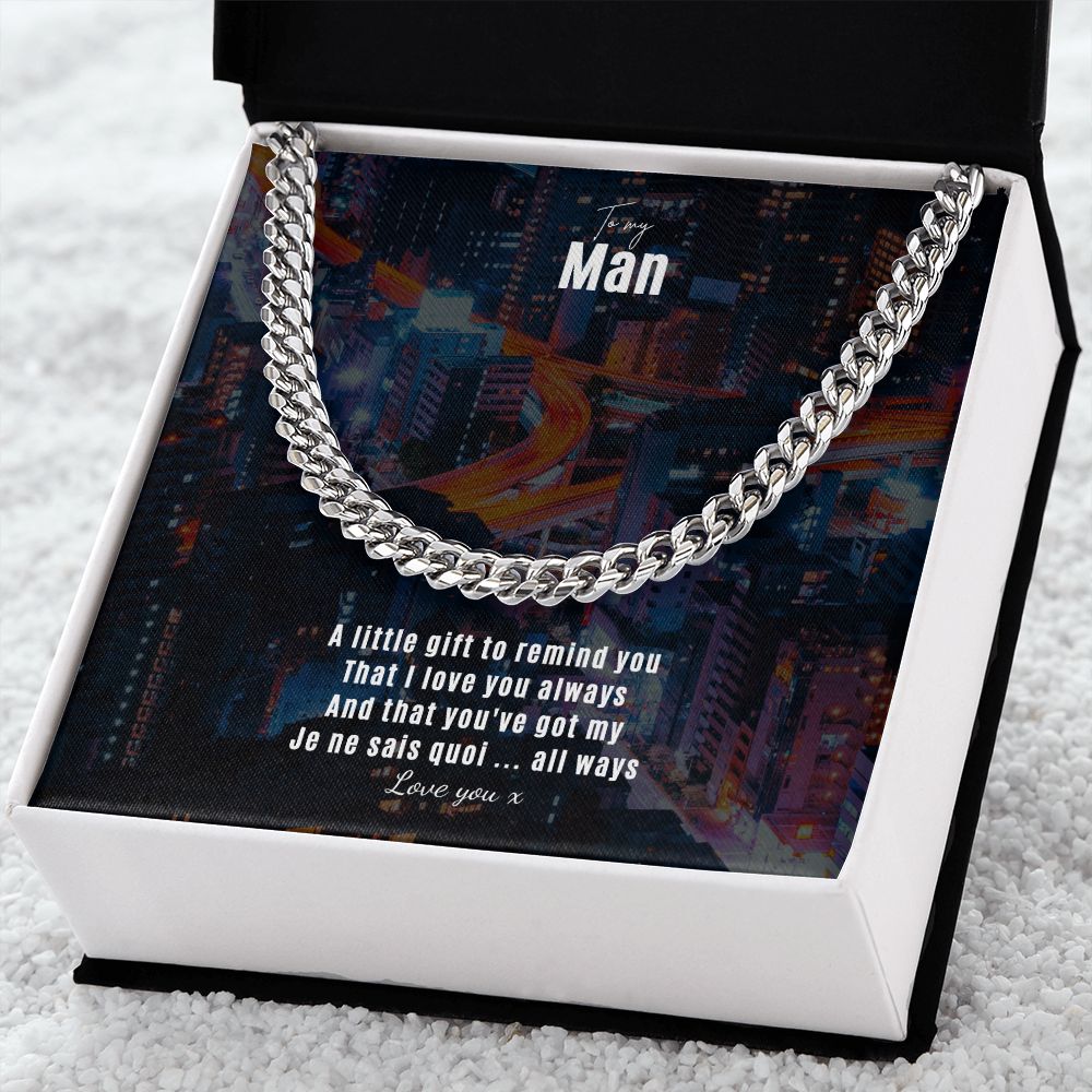 To my Man Silver Cuban chain