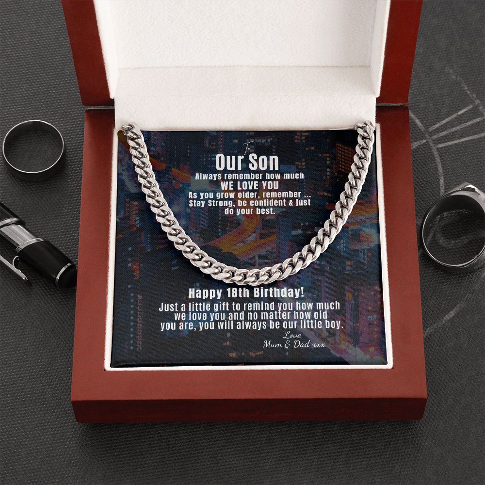 To our son 18th Curb Chain