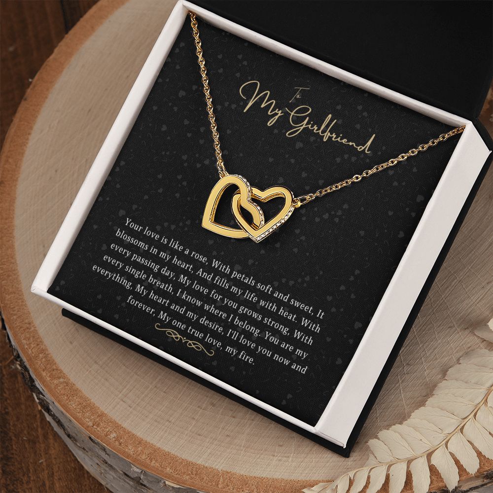 Couples Love Rose Gold Zirconian Heart Necklace
