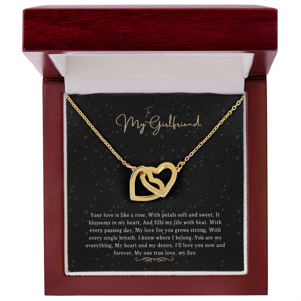 Couples Love Rose Gold Zirconian Heart Necklace