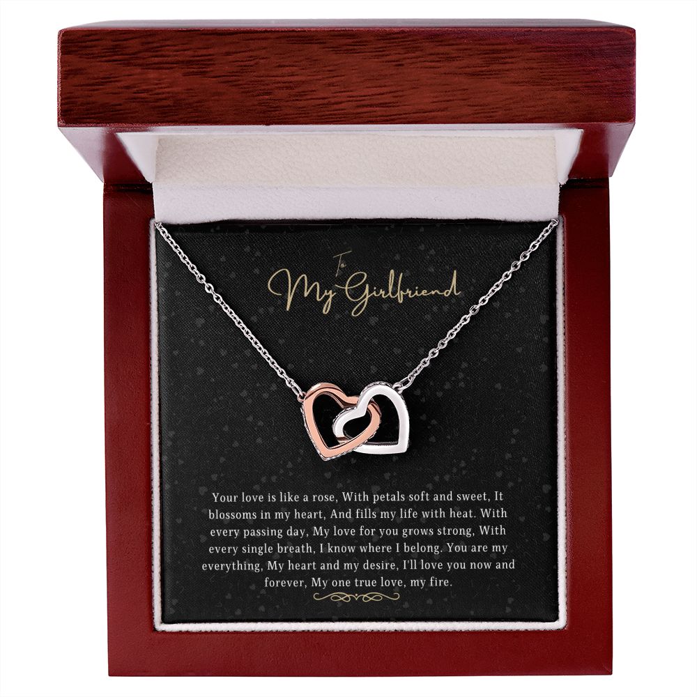 Couples Love Rose Gold Zirconian Heart Necklace