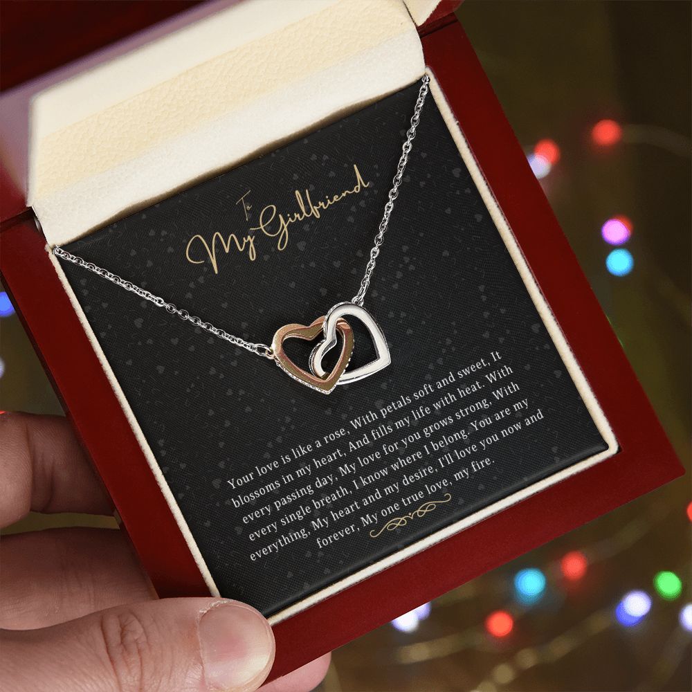 Couples Love Rose Gold Zirconian Heart Necklace