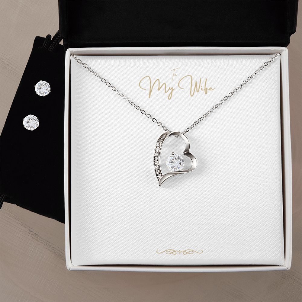 Romantic Gift Message Necklace and earring set for my wife