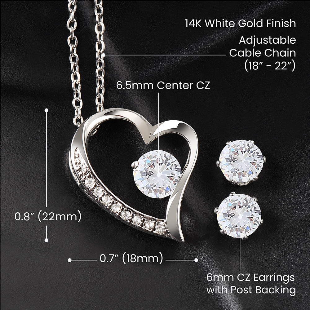 Anna - White Gold Heart Zirconian Necklace and earring set for my wife